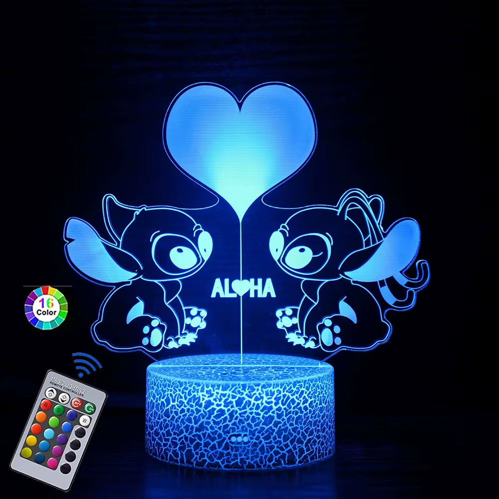 2025 3D Illusion Stitch Night Light with Remote Control and Smart Touch Room Decor Lamp Birthday Valentine'S Day Christmas Gifts