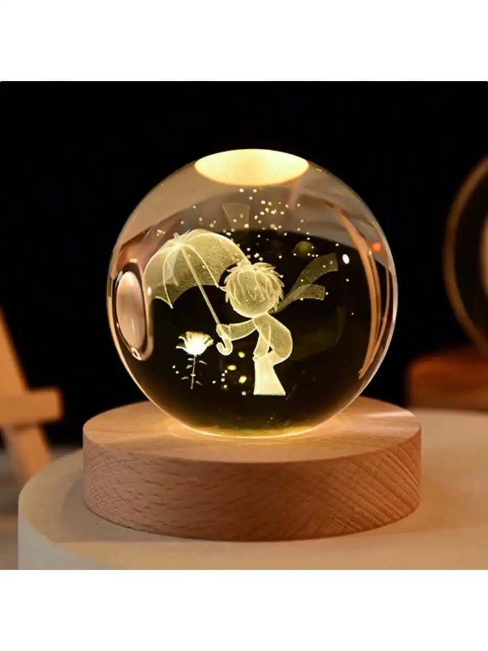 Customized Christmas Gift 3D Laser Carved Crystal Ball, Wooden Crystal Snowball, Custom Desktop Ornaments, Holiday Gifts.