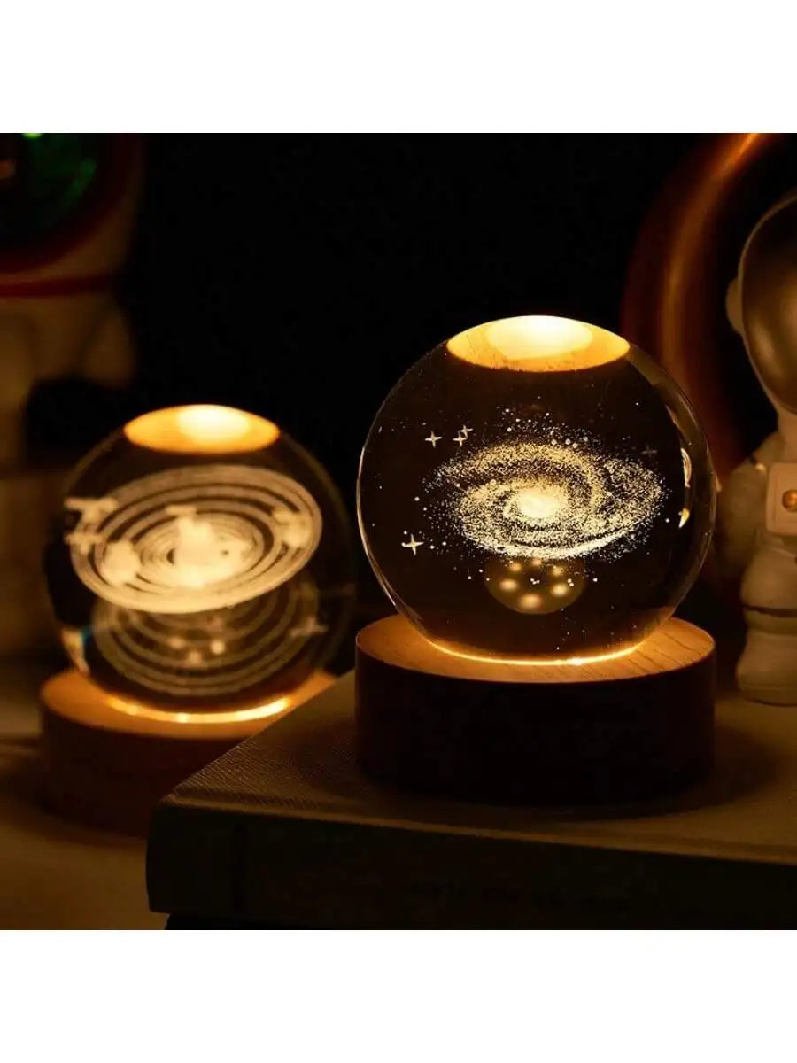 Customized Christmas Gift 3D Laser Carved Crystal Ball, Wooden Crystal Snowball, Custom Desktop Ornaments, Holiday Gifts.