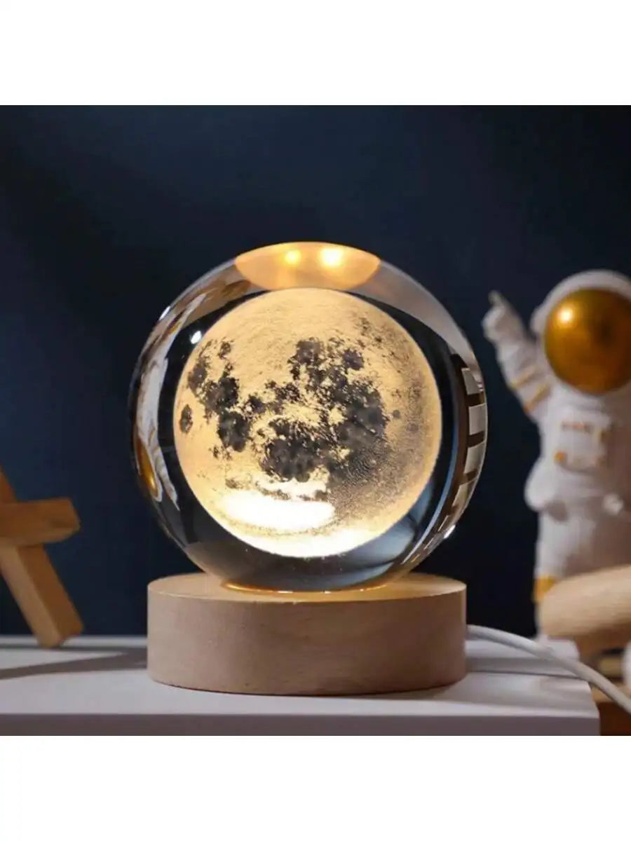 Customized Christmas Gift 3D Laser Carved Crystal Ball, Wooden Crystal Snowball, Custom Desktop Ornaments, Holiday Gifts.